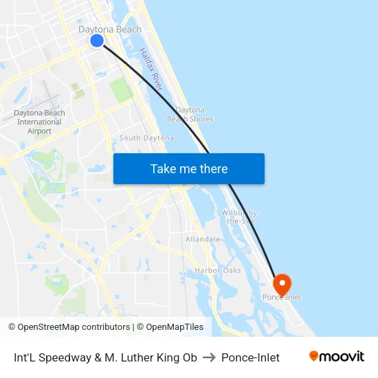 Int'L Speedway & M. Luther King Ob to Ponce-Inlet map