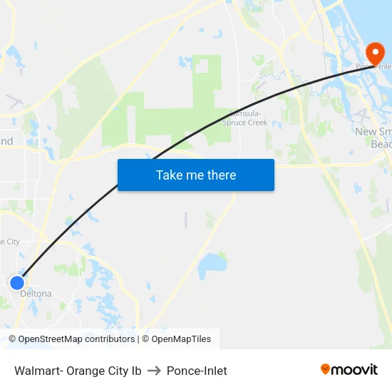 Walmart- Orange City Ib to Ponce-Inlet map