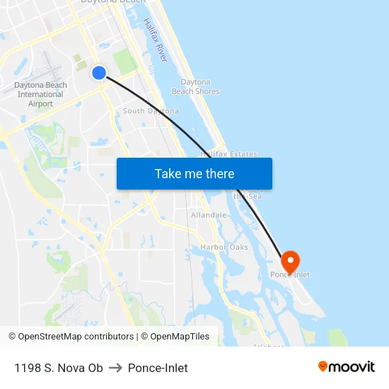 1198 S. Nova Ob to Ponce-Inlet map