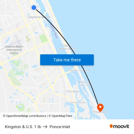 Kingston & U.S. 1 Ib to Ponce-Inlet map