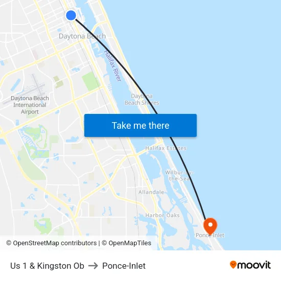 Us 1 & Kingston Ob to Ponce-Inlet map