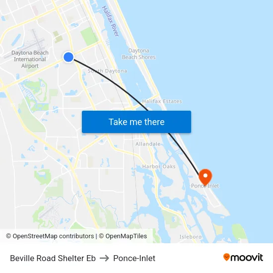 Beville Road Shelter  Eb to Ponce-Inlet map