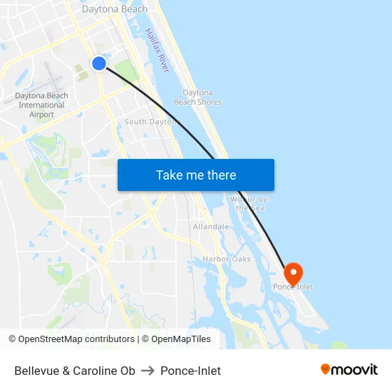 Bellevue & Caroline Ob to Ponce-Inlet map
