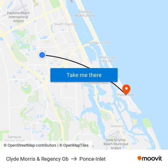 Clyde Morris & Regency Ob to Ponce-Inlet map