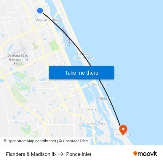 Flanders & Madison Ib to Ponce-Inlet map