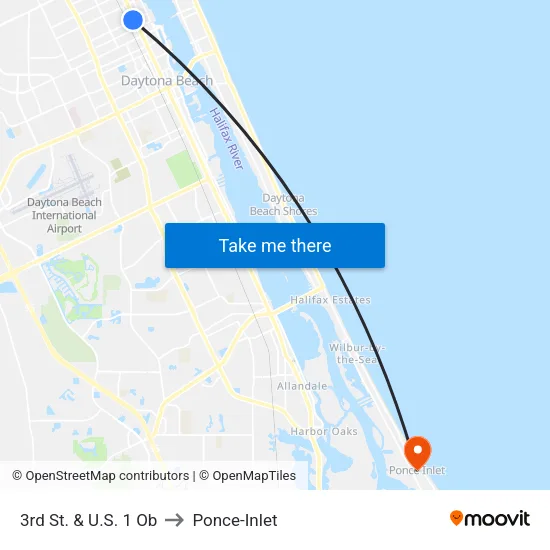 3rd St. & U.S. 1 Ob to Ponce-Inlet map