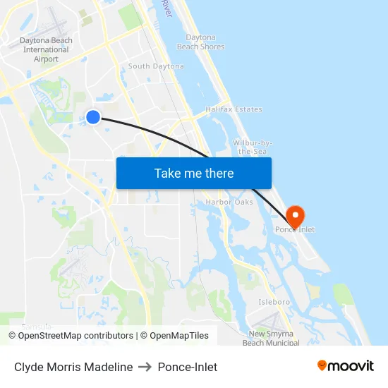 Clyde Morris  Madeline to Ponce-Inlet map