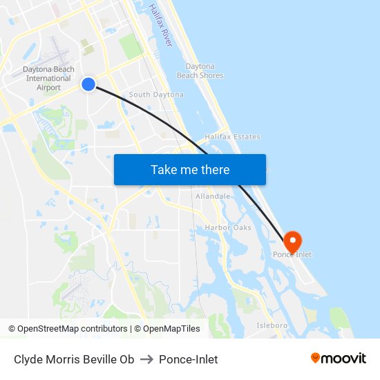 Clyde Morris   Beville Ob to Ponce-Inlet map