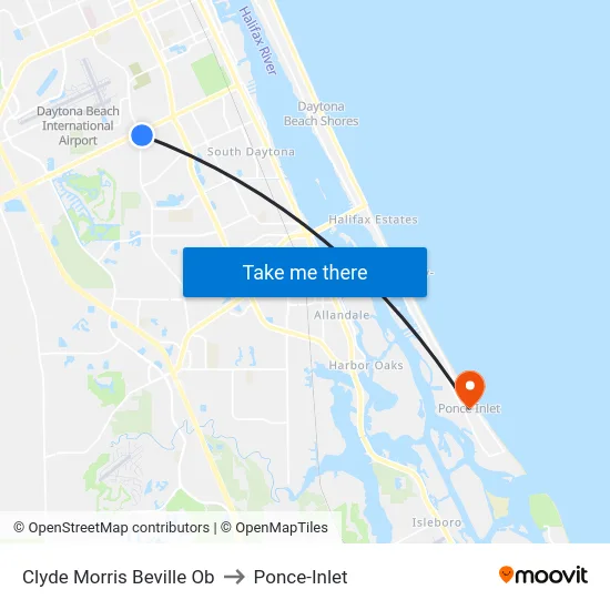 Clyde Morris   Beville Ob to Ponce-Inlet map