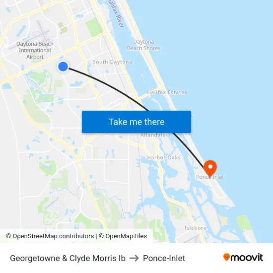 Georgetowne & Clyde Morris Ib to Ponce-Inlet map
