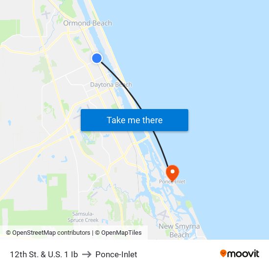 12th St. & U.S. 1 Ib to Ponce-Inlet map
