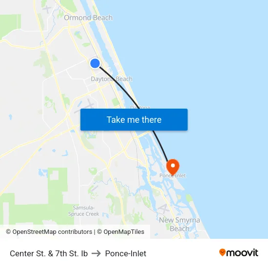 Center St. & 7th St. Ib to Ponce-Inlet map