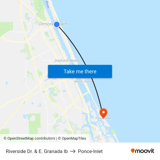 Riverside Dr. & E. Granada Ib to Ponce-Inlet map