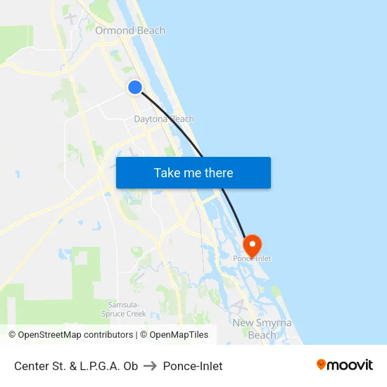 Center St. & L.P.G.A. Ob to Ponce-Inlet map