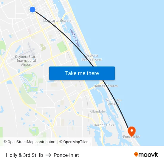 Holly & 3rd St. Ib to Ponce-Inlet map