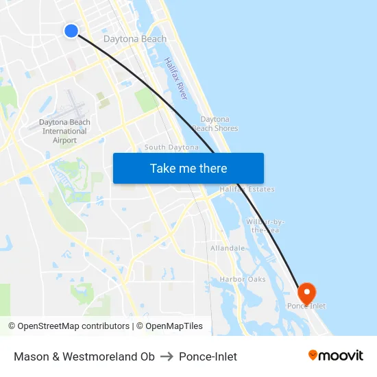 Mason & Westmoreland Ob to Ponce-Inlet map