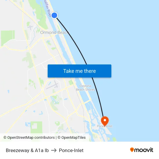 Breezeway & A1a Ib to Ponce-Inlet map