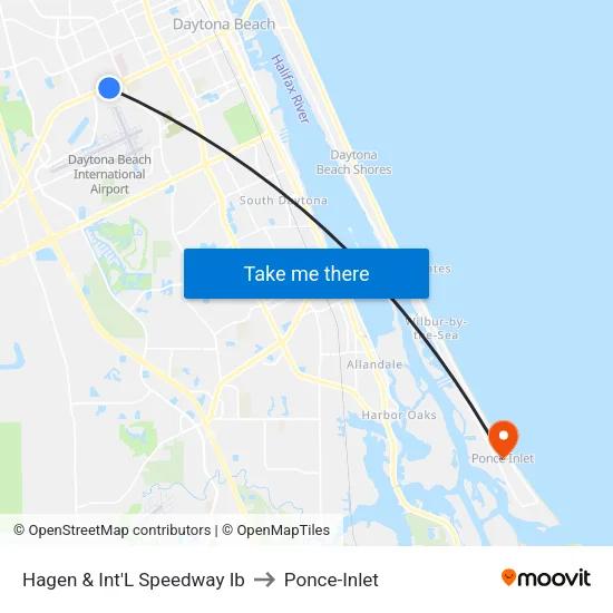 Hagen & Int'L Speedway Ib to Ponce-Inlet map