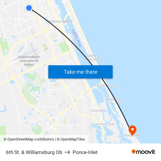 6th St. & Williamsburg Ob to Ponce-Inlet map