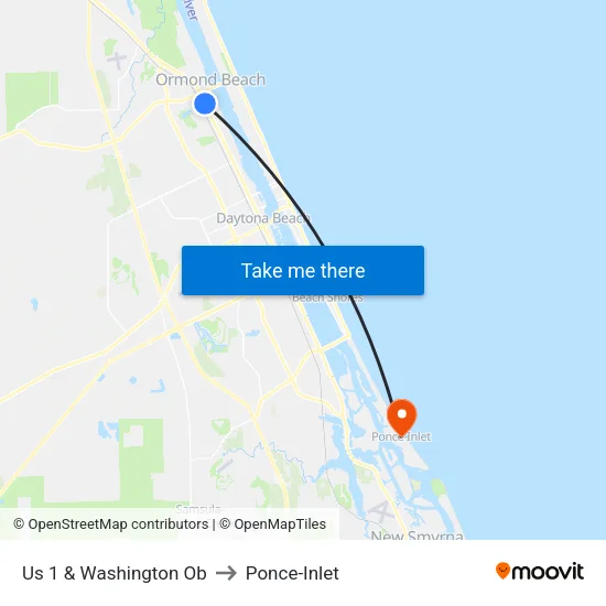 Us 1 & Washington Ob to Ponce-Inlet map