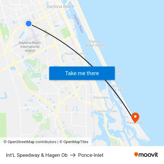Int'L Speedway & Hagen Ob to Ponce-Inlet map