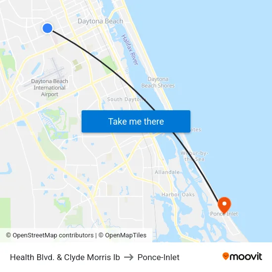 Health Blvd. & Clyde Morris Ib to Ponce-Inlet map
