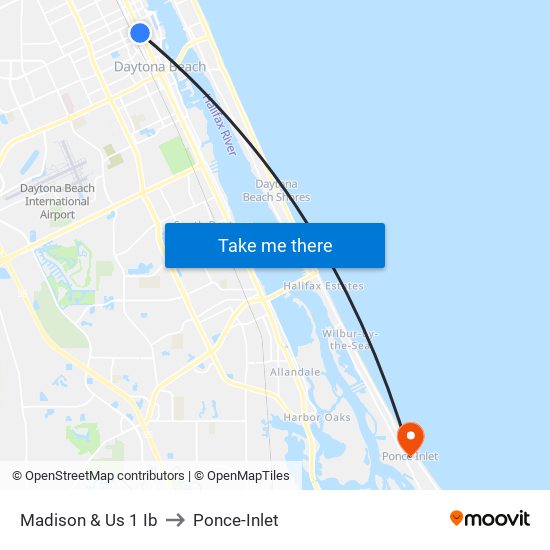 Madison & Us 1 Ib to Ponce-Inlet map