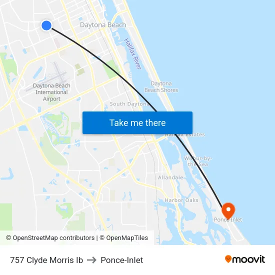757 Clyde Morris Ib to Ponce-Inlet map