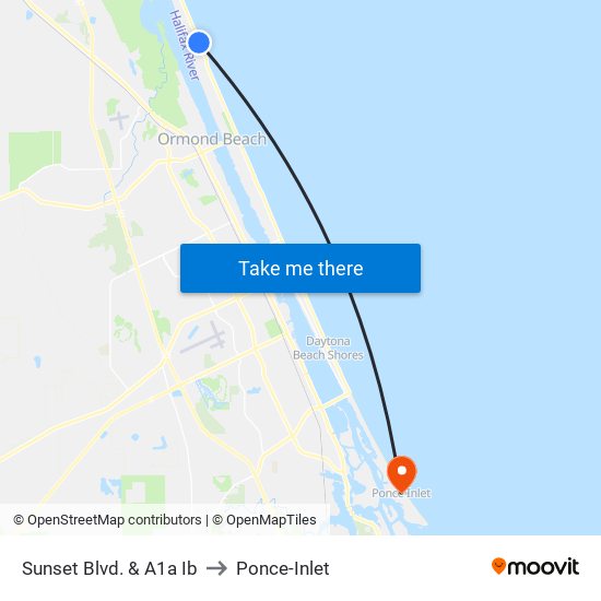 Sunset Blvd.  &  A1a Ib to Ponce-Inlet map