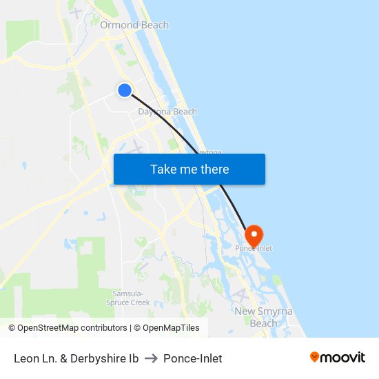 Leon Ln. & Derbyshire Ib to Ponce-Inlet map