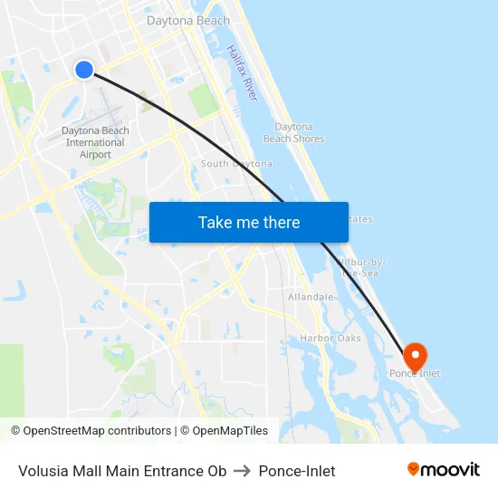 Volusia Mall Main Entrance Ob to Ponce-Inlet map