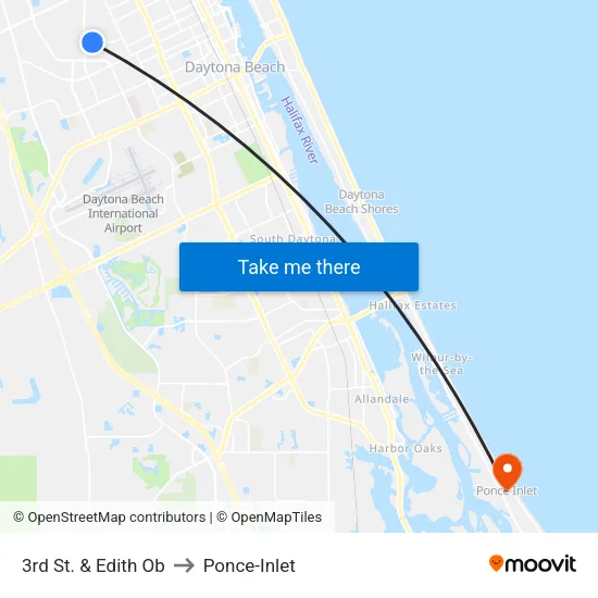 3rd St. & Edith Ob to Ponce-Inlet map