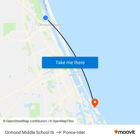 Ormond Middle School Ib to Ponce-Inlet map
