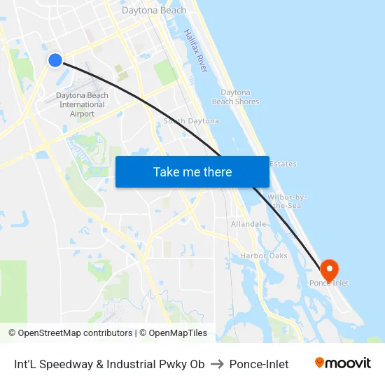 Int'L Speedway & Industrial Pwky Ob to Ponce-Inlet map