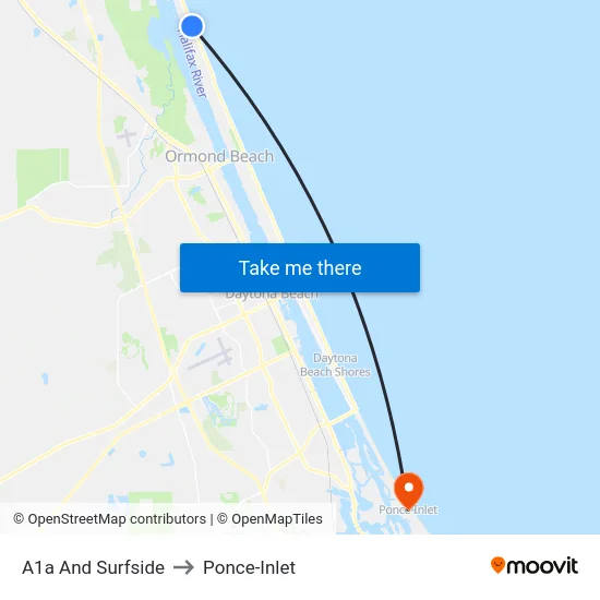A1a And Surfside to Ponce-Inlet map