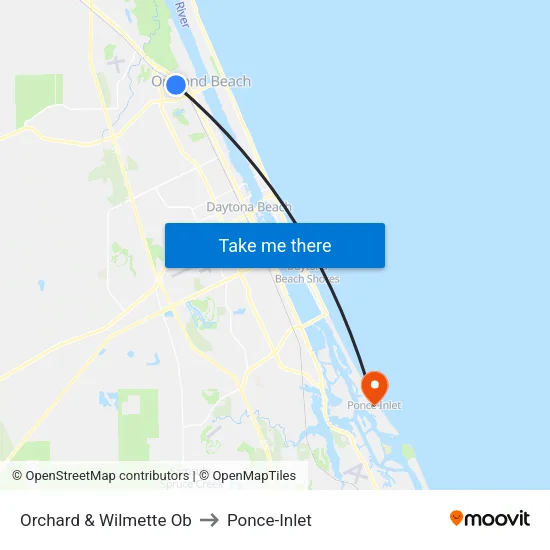 Orchard & Wilmette Ob to Ponce-Inlet map