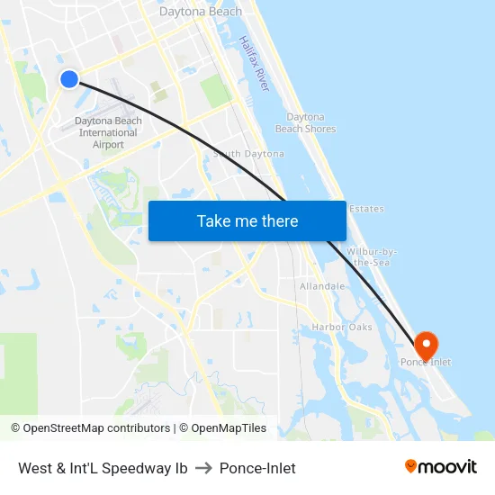 West & Int'L Speedway Ib to Ponce-Inlet map