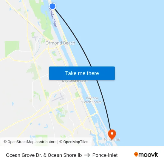 Ocean Grove Dr. & Ocean Shore Ib to Ponce-Inlet map