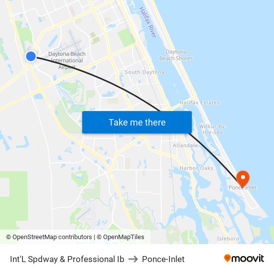 Int'L Spdway & Professional Ib to Ponce-Inlet map