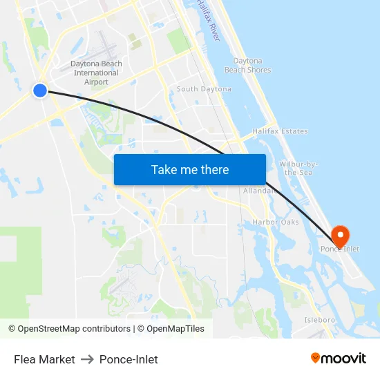 Flea Market to Ponce-Inlet map
