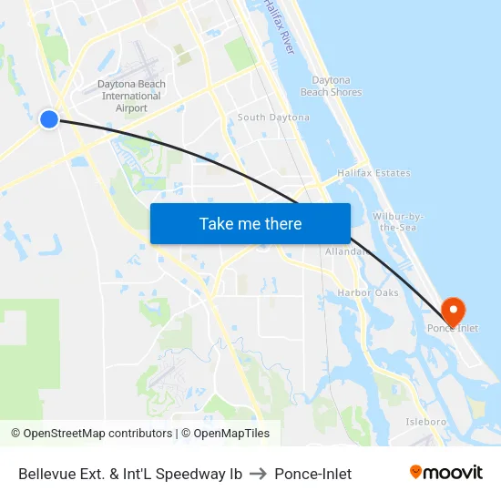 Bellevue Ext. & Int'L Speedway Ib to Ponce-Inlet map