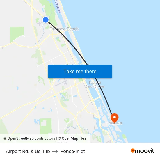 Airport Rd. & Us 1 Ib to Ponce-Inlet map