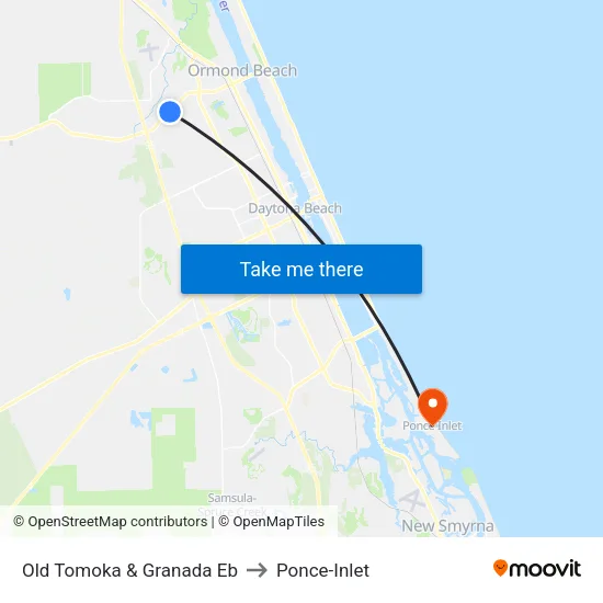 Old Tomoka & Granada  Eb to Ponce-Inlet map