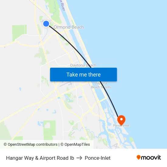Hangar Way & Airport Road Ib to Ponce-Inlet map