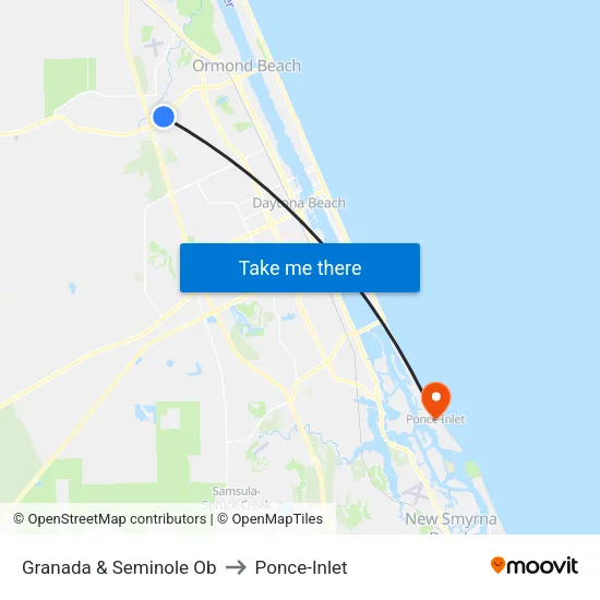 Granada & Seminole Ob to Ponce-Inlet map