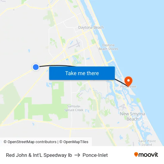 Red John & Int'L Speedway  Ib to Ponce-Inlet map