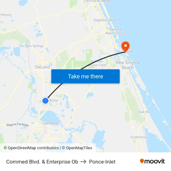 Commed Blvd. & Enterprise Ob to Ponce-Inlet map