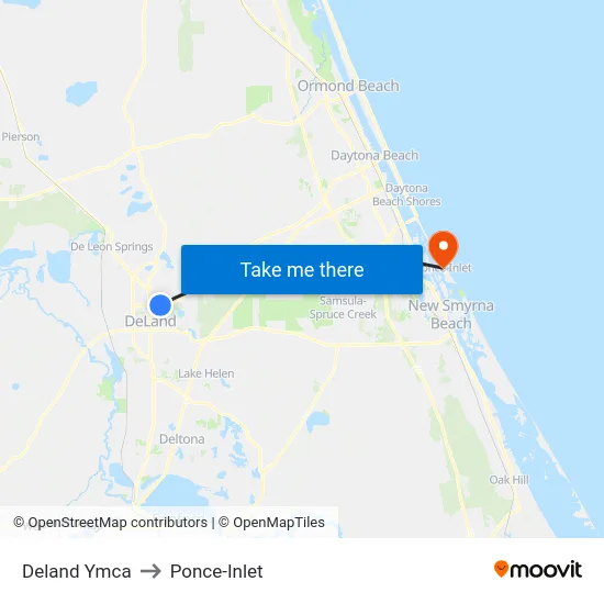 Deland Ymca to Ponce-Inlet map