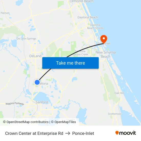 Crown Center at Enterprise Rd to Ponce-Inlet map
