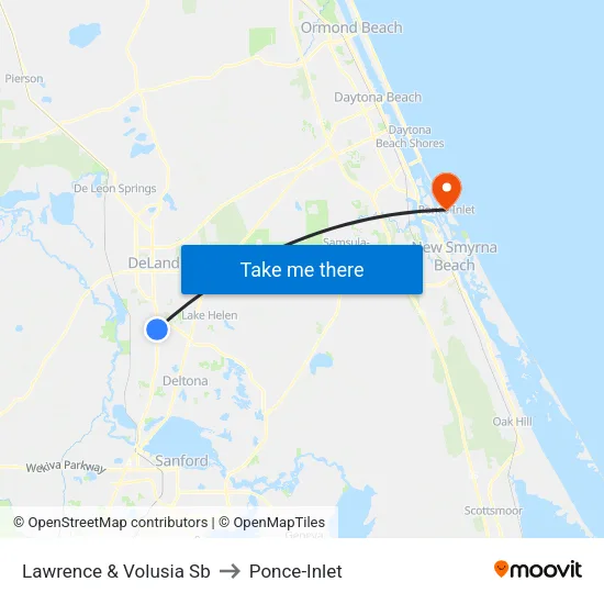 Lawrence & Volusia Sb to Ponce-Inlet map